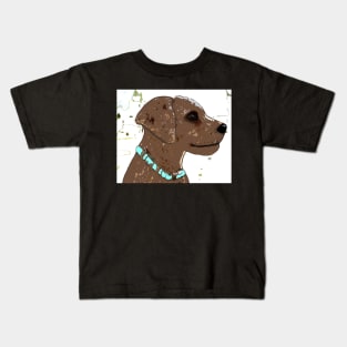 Cute brown dog, turquoise collar Kids T-Shirt